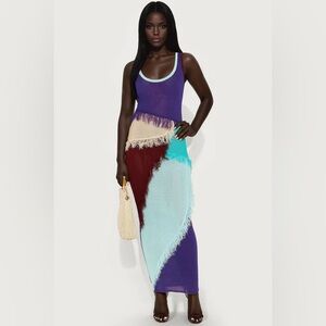 Fashion Nova Vanya Colorblock Sweater Maxi Dress - Purple/combo.